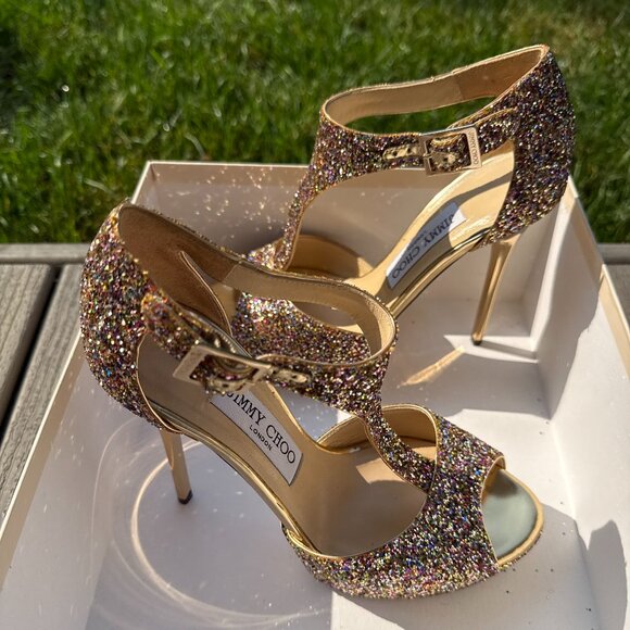 Jimmy Choo Multicolor Glitter Heels, Size (US